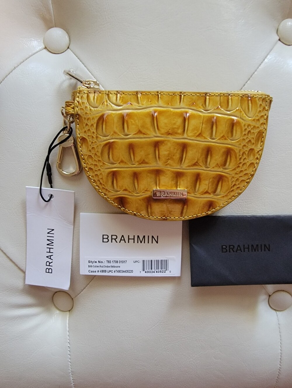 Brahmin Britt Goldenrod Ombre Melbourne Leather Coin Purse Wallet NWT